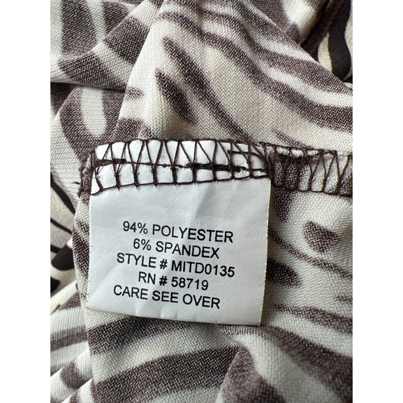 Notations Brown Cream Palm Leaf Twist Front V-Neck Midi Dress MITD0135 Mens M - Picture 5 of 7